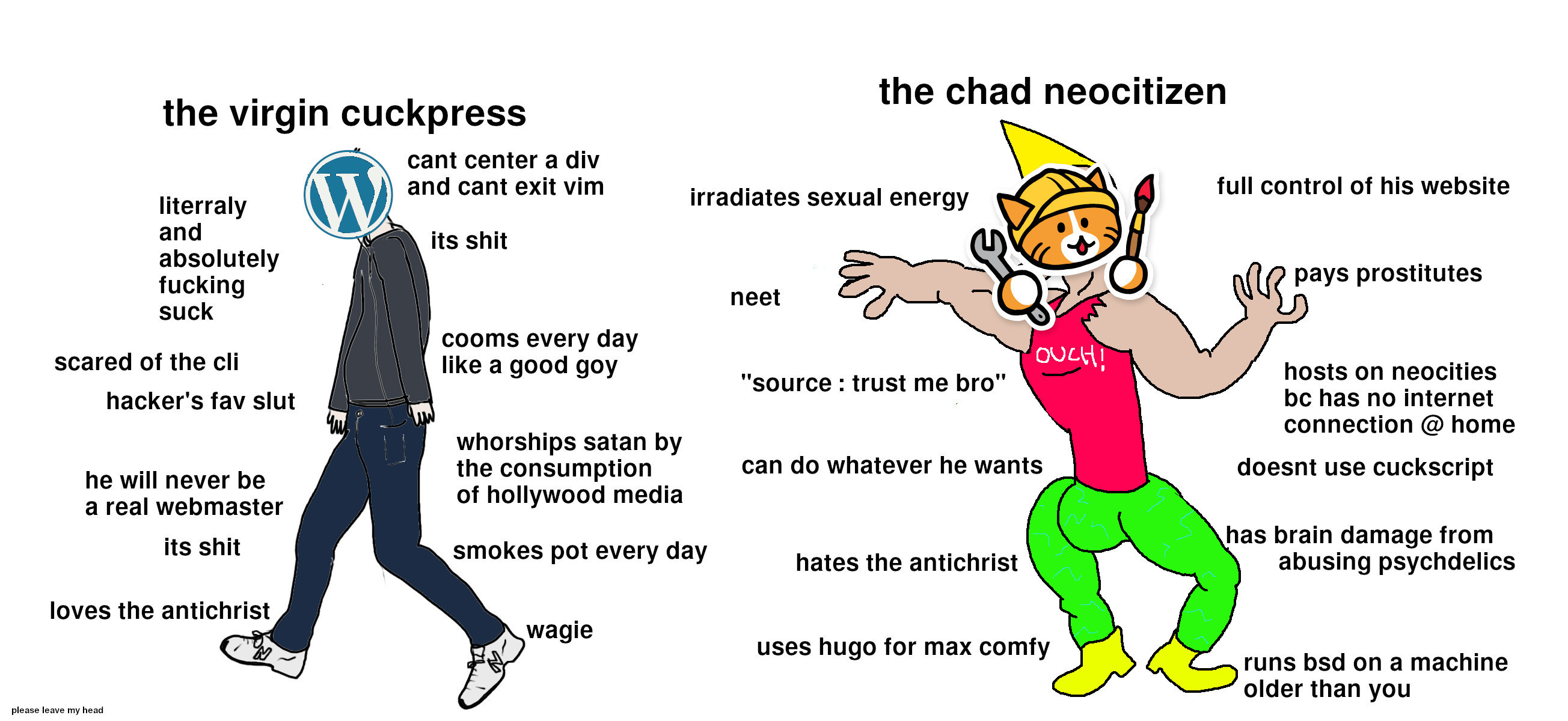 virgin wordpress vs chad neocities